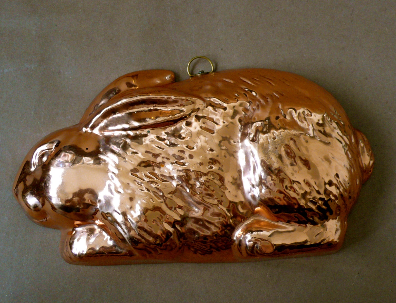 Vintage Copper Bunny Mold Rabbit Copper Jello Mold by chriscre