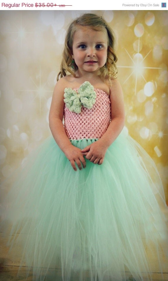 ON SALE Newborn - Size 9 Light Pink and Mint Green Tutu Dress