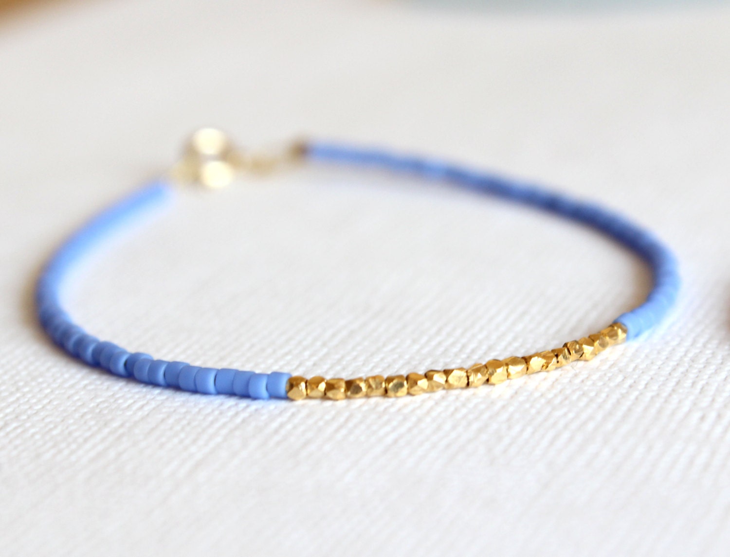 Gold Filled Bracelet 14kt Gold Filled Bracelet Blue Beaded