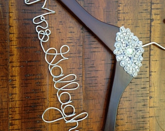 Wedding Dress Hanger, Bride Hanger, Bridal Hanger, Rhinestone Glam Personalized Hanger, Vintage Wedding Hanger, Custom Bride, Gatsby Wedding