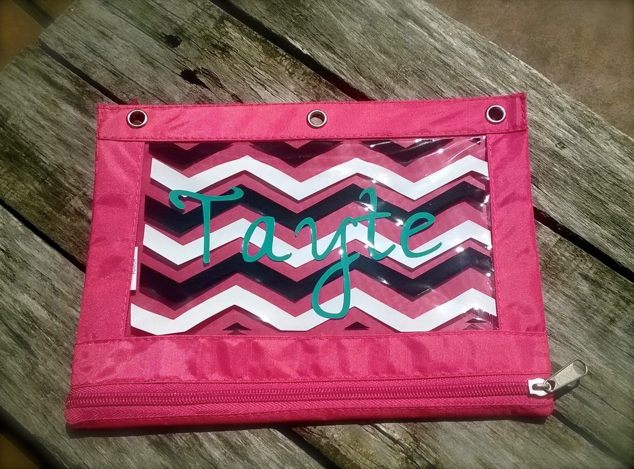 Personalized 3 ring binder pencil bag pencil pouch Free