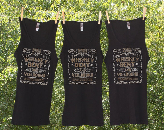 Whiskey Bent and VEILBOUND with date shirts/tanks - bachelorette - Set of 3 - TW