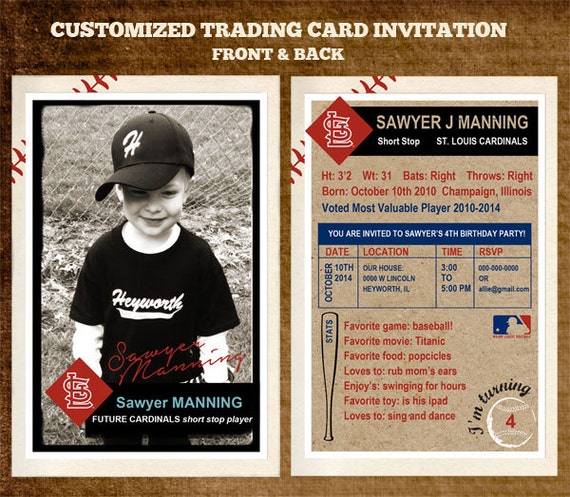 Customizable Team Baseball Trading Card Party by Longfellowdesigns