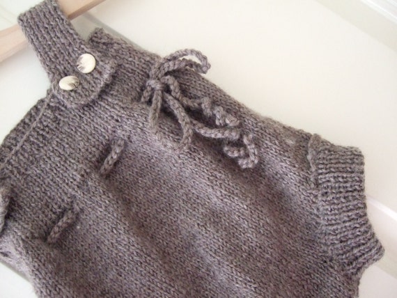100% Wool Hand Knitted Baby Romper knitted newborn Jumpsuit.