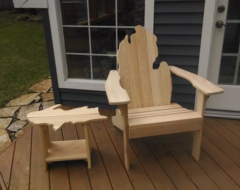Michigan Adirondack Chair with Uppe r Peninsula Side Table - Summer 