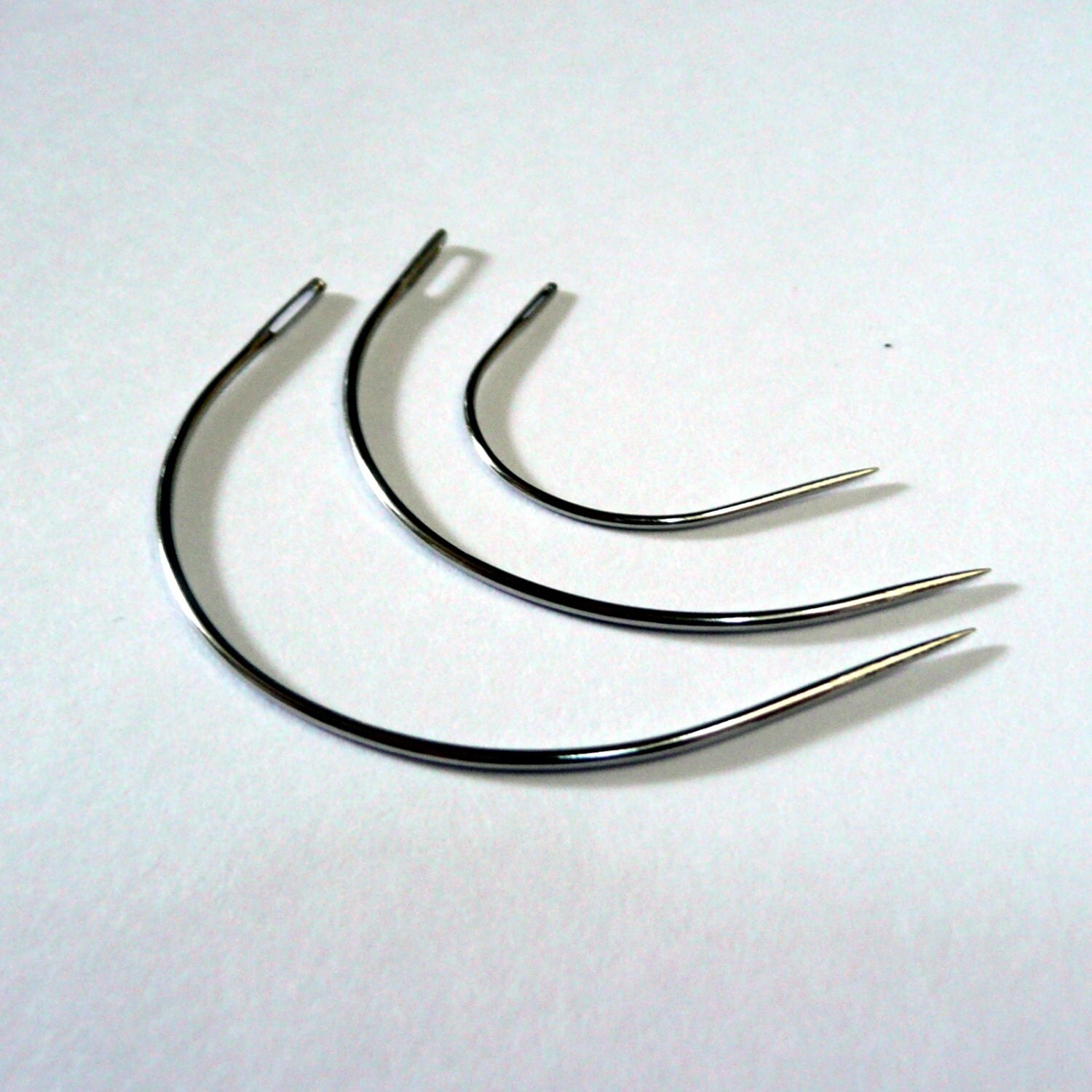 3 Curved Hand Sewing needles Sharps General use mixed size