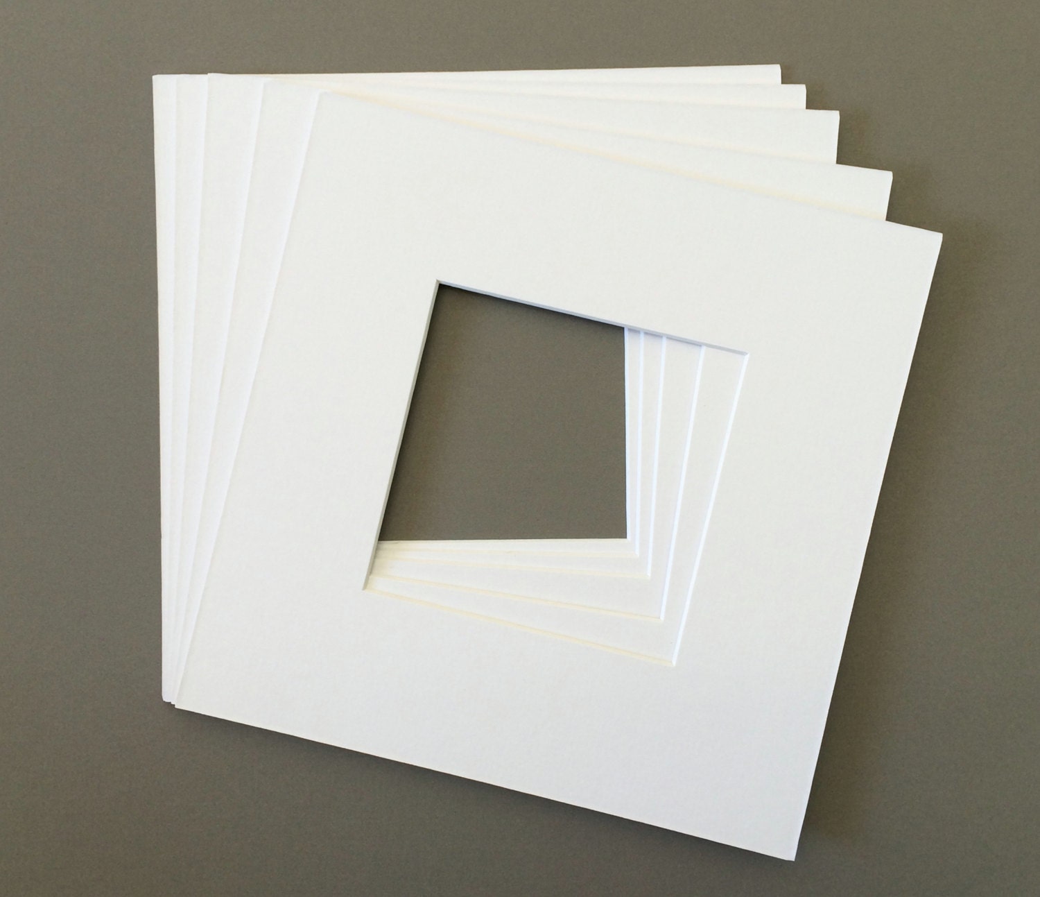 Pack of 5 Square Picture Mats with White Core Bevel Cut For