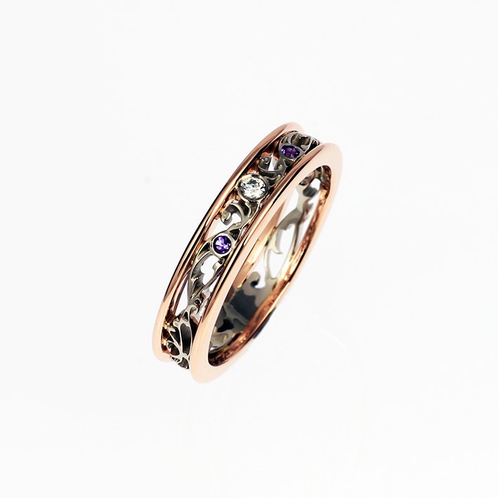 amethyst wedding ring set rose gold diamond ring men