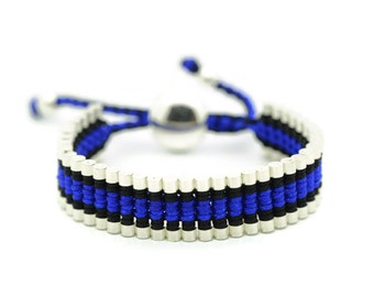 Link Friendship Bracelet - Black with Blue Strips (One Direction)