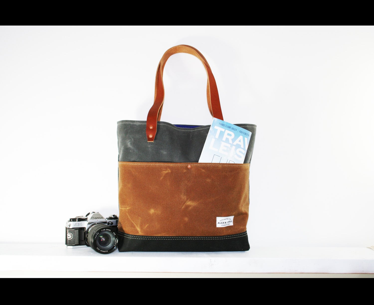 waxed heavy canvas tote bag made in USA EXPLORER BAG 101