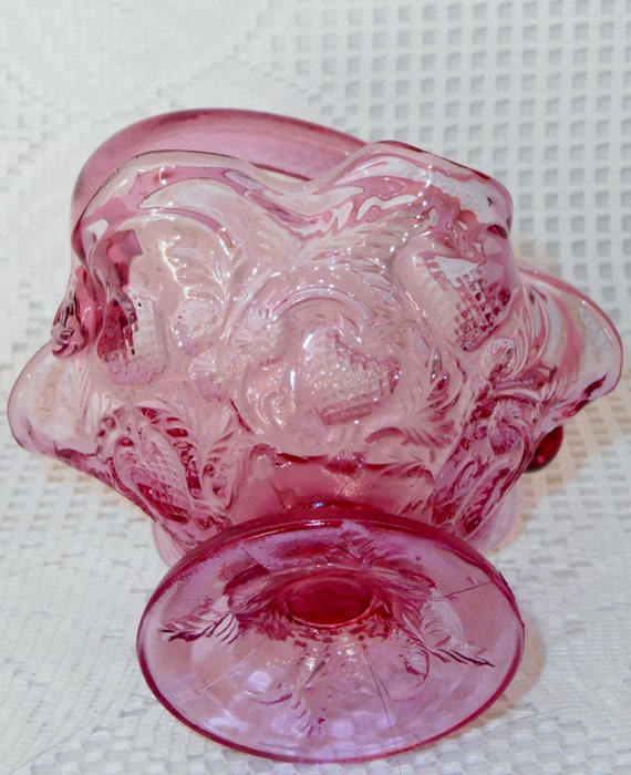 Vintage Fenton Art Glass Dusty Rose Inverted Strawberry Footed 9770