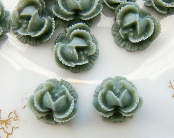 Ruffled Rose10mm Flower Cabochon Dove Gray - 6