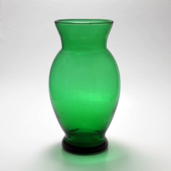 Dark Green Vintage Glass Vase by SundayzChild on Etsy