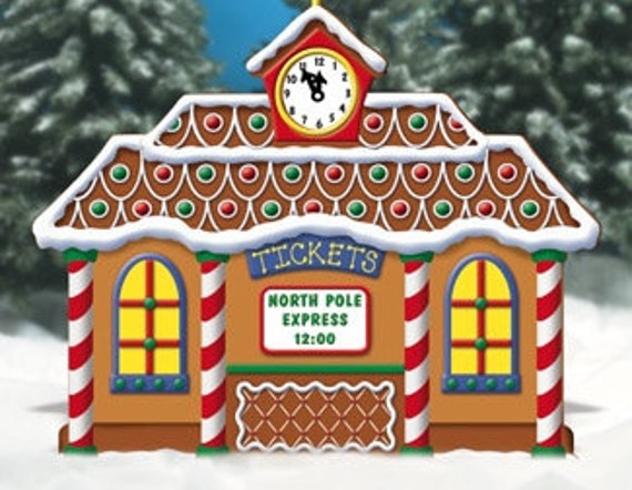 Christmas Gingerbread Train Station Wood Outdoor by chardoman