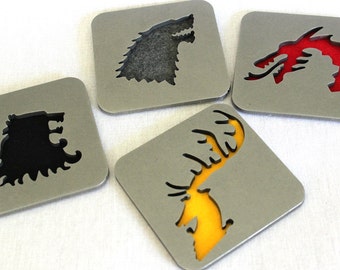 Game of Thrones Coasters Set of 4, Stark, Baratheon, Lannister,Targaryen