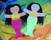 felt toys-- two mermaid felt dolls