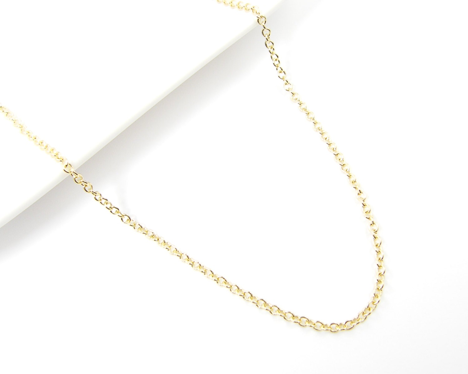 Gold Necklace Chain 18 Inch Small Link Gold Plated Cable
