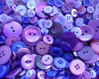 Purple Sewing Button Mix 5 to 30mm