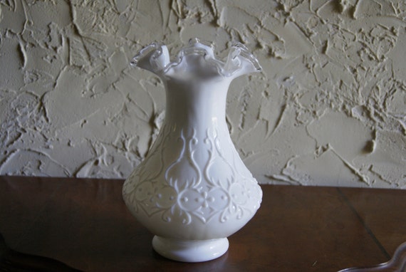 Vintage FENTON Spanish Lace Silvercrest Vase 1950s