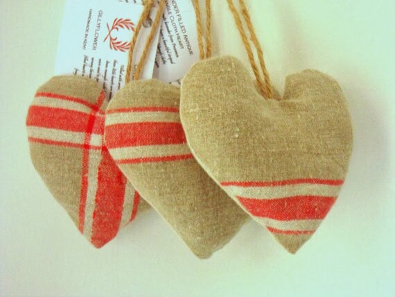 Antique Mangle Cloth Heart Hanger filled with Lavender