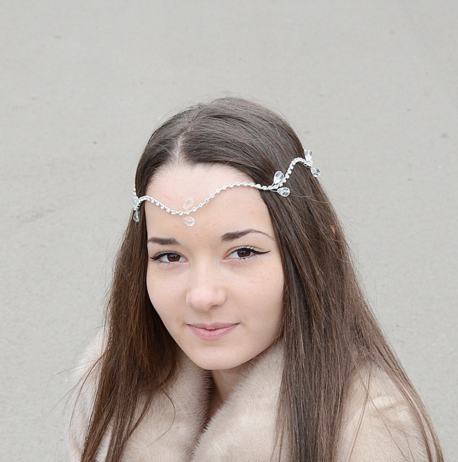 Wedding Hair Accessories Bridal Halo Crystal Crown by PrettyNatali