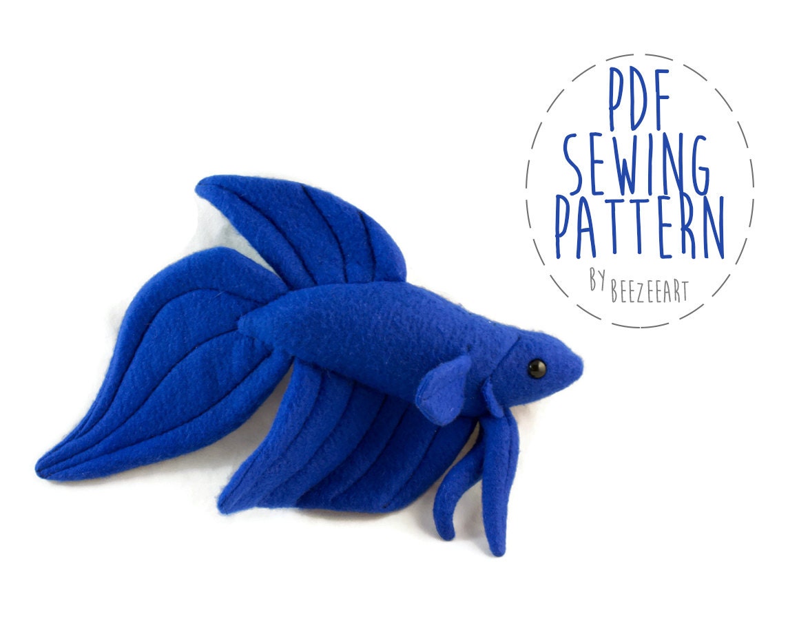 Betta Fish Sewing Pattern PDF Pattern Plushie Sewing by BeeZeeArt