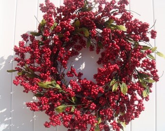 Christmas wreath, Christmas decoration, winter wreath, winter decoration, holiday wreath, holiday decoration, red berry wreath, berry wreath