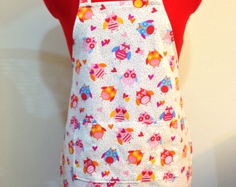 Kids Apron - Colorful Owls Childrens Apron - Childs Apron - Kitchen Accessory