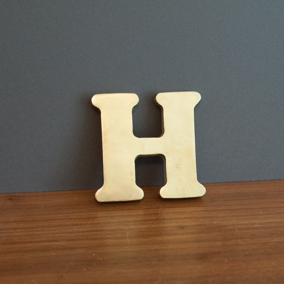 Solid brass letter H paperweight brass initial H glam office