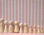 Waldorf 13 different wooden women dolls, ecofriendly party favors, beige white