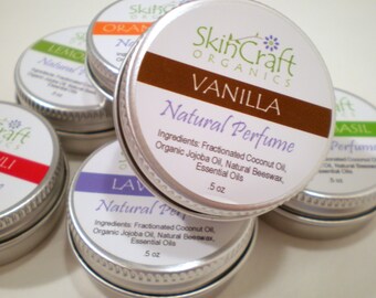 Natural Vanilla Perfume - Solid Perfume - Pure Vanilla Essential Oil - Natural Local Beeswax .5 oz Tin