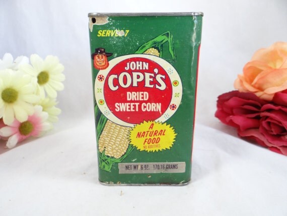 Vintage 1950&rsquo;s John Cope&rsquo;s Dried Sweet Corn Tin
