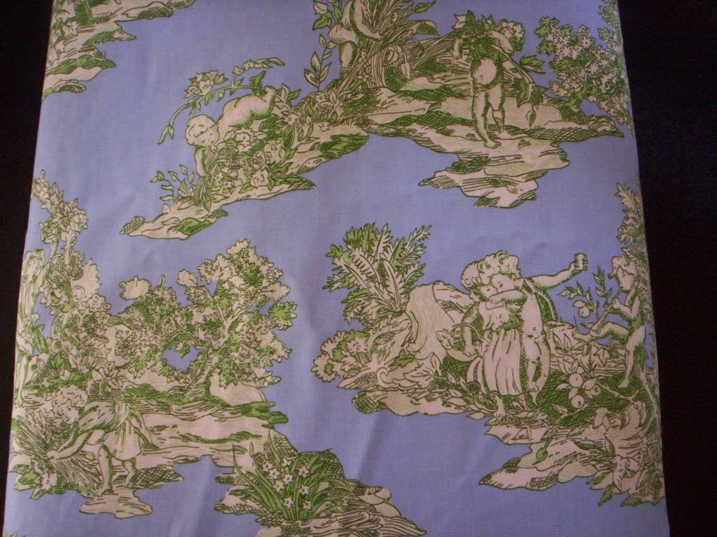 Toile fabric/Romantic toile fabric/Blue and green toile