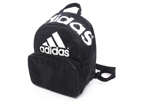 Vtg 90s Adidas Black White Mini Backpack Rucksack
