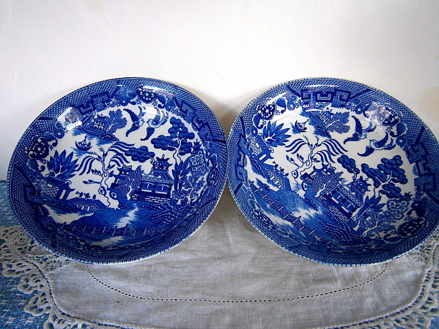 Two Blue Willow Soup/Salad Bowls Made In Japan by Eklektibles
