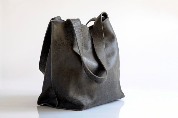 Black Leather Bag Soft Leather Tote Bag EveryDay Bag