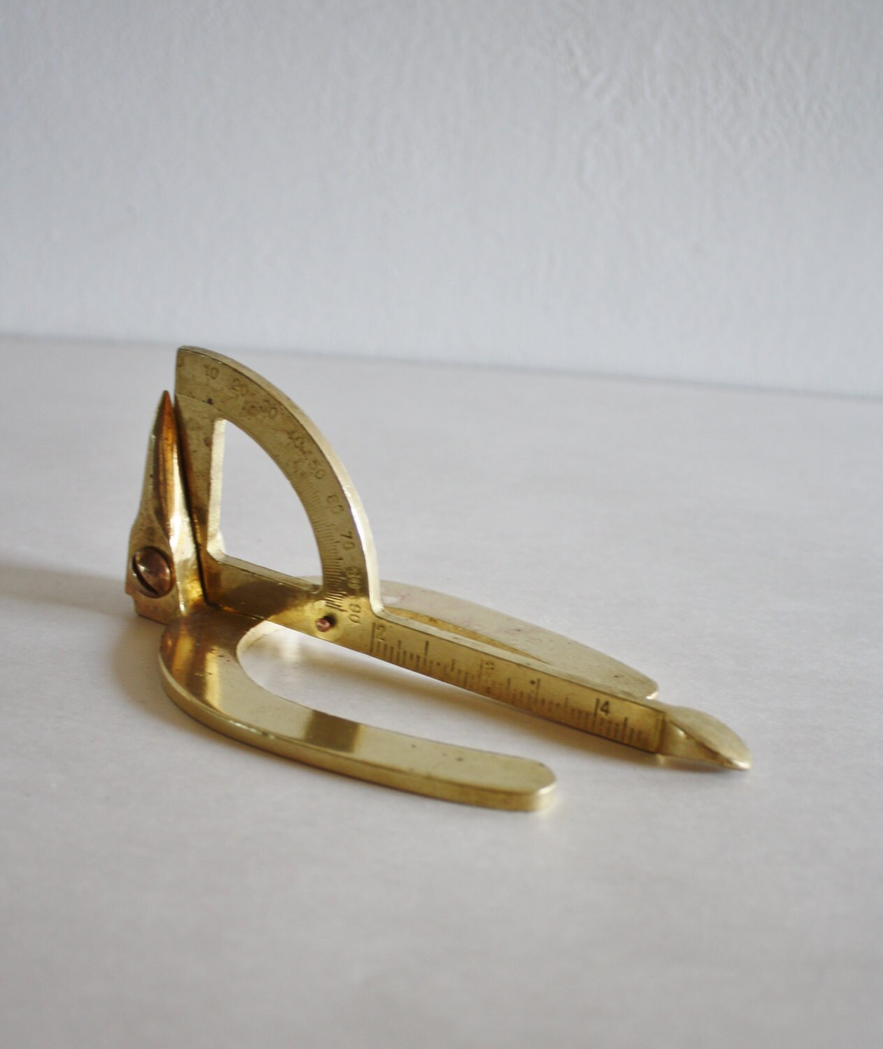 Vintage Brass Horse Hoof Level Measures Angle Lengths