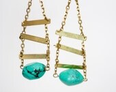 BLACK FRIDAY SALE - Teal Green Magnesite Nugget Beads Pendant Earrings