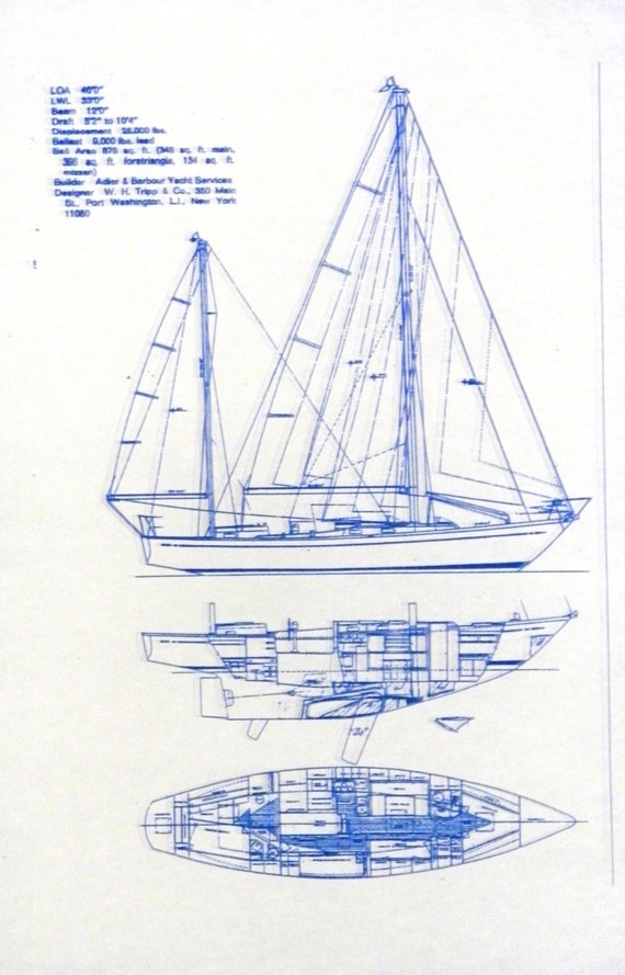 Sailboat Hunter Blueprint by BlueprintPlace on Etsy