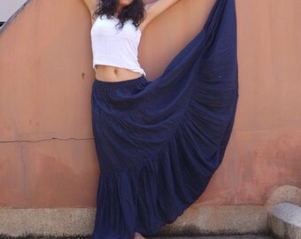 Long Skirt..Long Boho Skirt ....Long Maxi Skirt ..Full Length Skirt...Color Blue