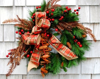 Christmas Wreath for the Door Snowman Red by TisTheSeasonDesign