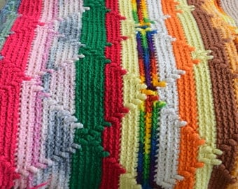 Multi-Colored Crocheted Afghan / Blanket
