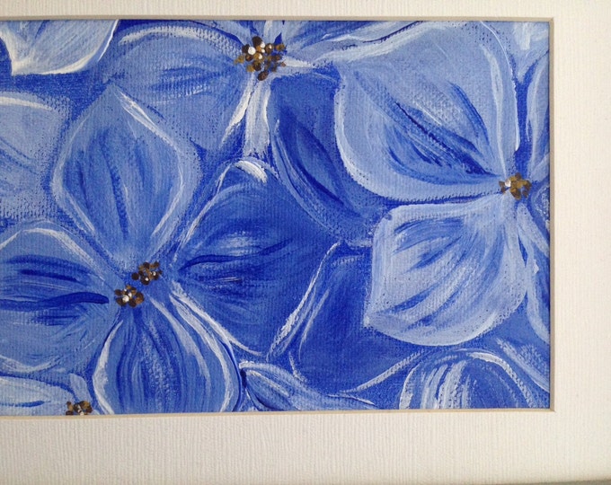 Hydrangea Closeup - 5 x 7 acrylic on canvas in a 6 x 8 Wood frame