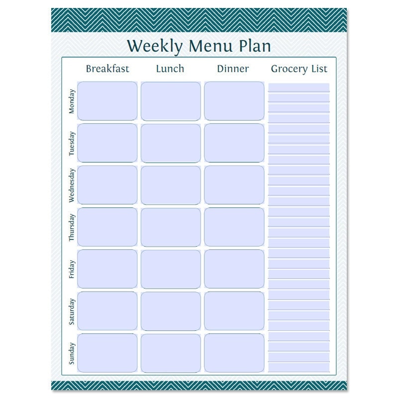 7 best blank weekly menu templates printables printableecom - menu plan ...