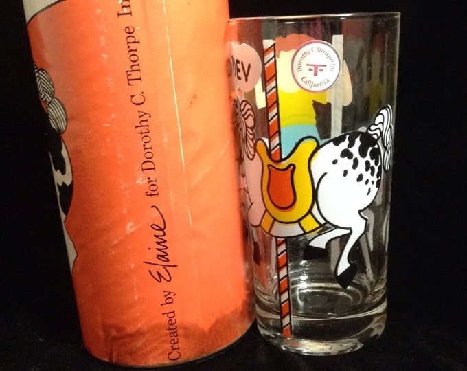 Dorothy Thorpe Carousel Personalized Drinking Glass "Joey" with Original Storage Canister