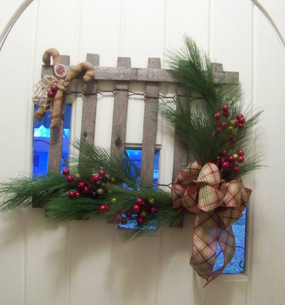 Christmas Wreath Christmas Decor Gate Wheathered Wood Gate