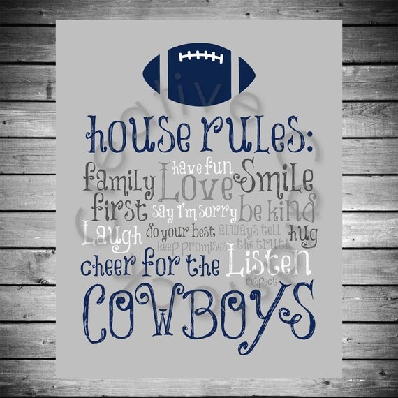 Dallas Cowboys House Rules 8x10 INSTANT by CreativeCardstock
