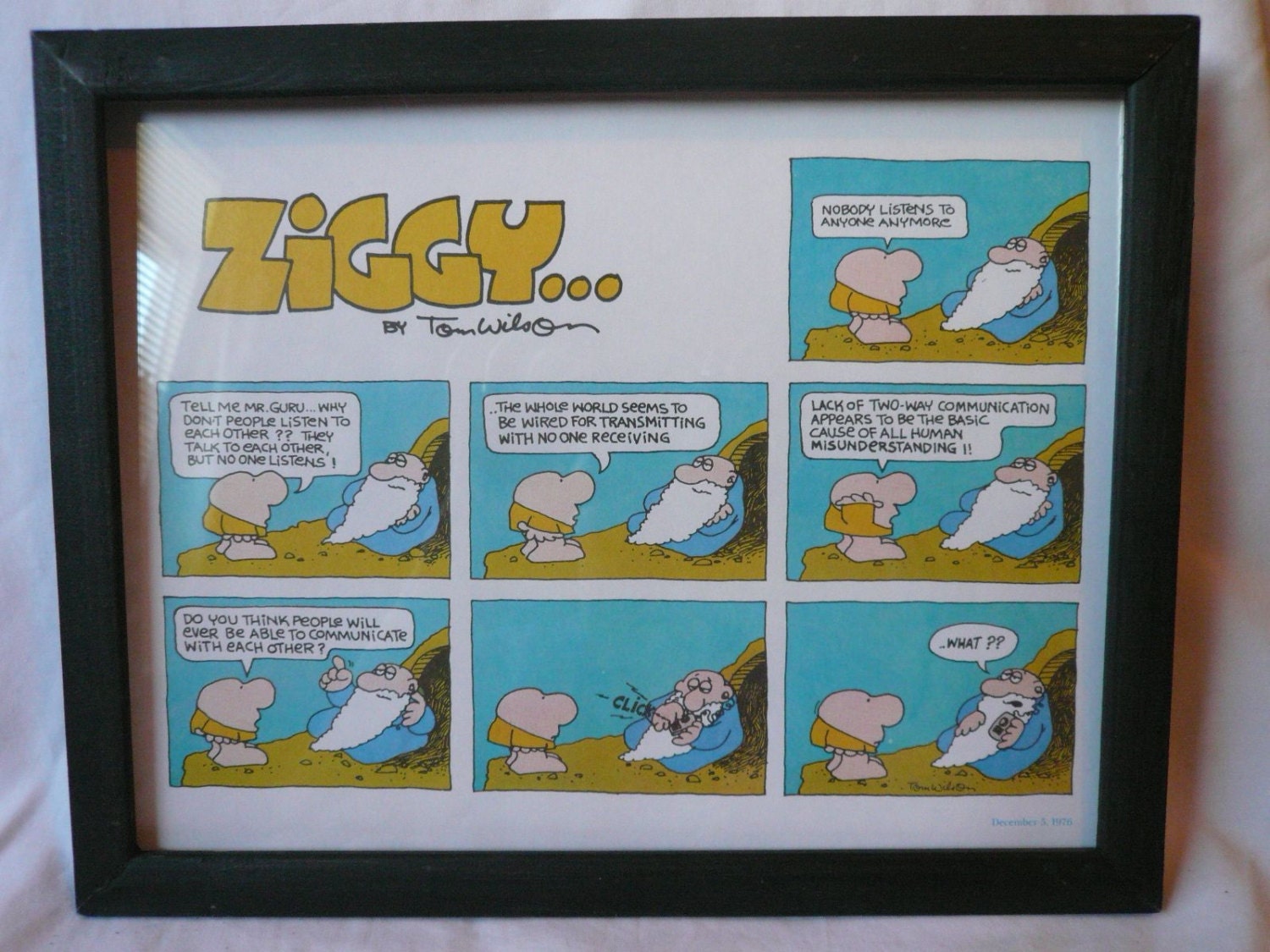 1970s Art Tom Wilson Ziggy Print Comic Strip Poster Lack 5863