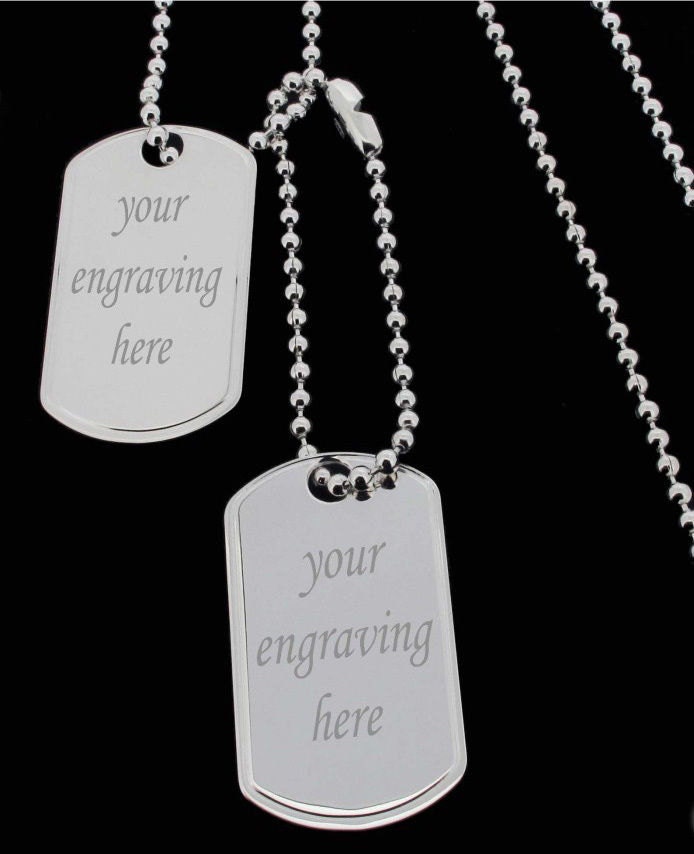 Sterling Silver LARGE DOUBLE Dog Tags Personalised Pendant