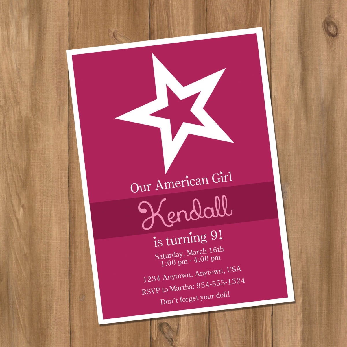 printable american girl birthday party invitations